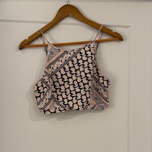 L'ATISTE Navy and Cream Crop Top